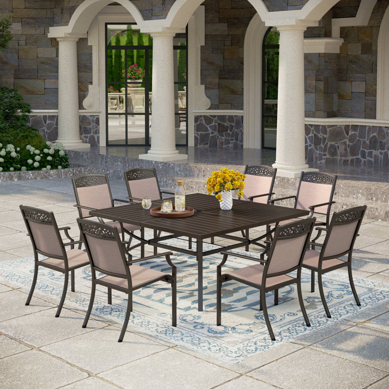 Lark Manor Ballarat Square 8 Person 60'' Long Dining Set with Anti